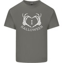 I Love Halloween Funny Skeleton Hand Skull Kids T-Shirt Childrens Charcoal