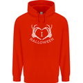 I Love Halloween Funny Skeleton Hand Skull Mens 80% Cotton Hoodie Bright Red