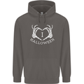 I Love Halloween Funny Skeleton Hand Skull Mens 80% Cotton Hoodie Charcoal