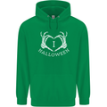 I Love Halloween Funny Skeleton Hand Skull Mens 80% Cotton Hoodie Irish Green