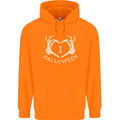 I Love Halloween Funny Skeleton Hand Skull Mens 80% Cotton Hoodie Orange