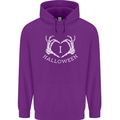 I Love Halloween Funny Skeleton Hand Skull Mens 80% Cotton Hoodie Purple