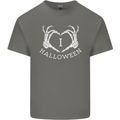 I Love Halloween Funny Skeleton Hand Skull Mens Cotton T-Shirt Tee Top Charcoal