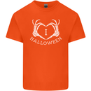 I Love Halloween Funny Skeleton Hand Skull Mens Cotton T-Shirt Tee Top Orange