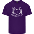 I Love Halloween Funny Skeleton Hand Skull Mens Cotton T-Shirt Tee Top Purple