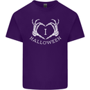 I Love Halloween Funny Skeleton Hand Skull Mens Cotton T-Shirt Tee Top Purple