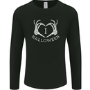 I Love Halloween Funny Skeleton Hand Skull Mens Long Sleeve T-Shirt Black