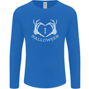 I Love Halloween Funny Skeleton Hand Skull Mens Long Sleeve T-Shirt Royal Blue