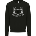 I Love Halloween Funny Skeleton Hand Skull Mens Sweatshirt Jumper Black