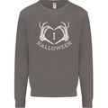I Love Halloween Funny Skeleton Hand Skull Mens Sweatshirt Jumper Charcoal
