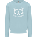 I Love Halloween Funny Skeleton Hand Skull Mens Sweatshirt Jumper Light Blue