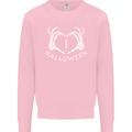 I Love Halloween Funny Skeleton Hand Skull Mens Sweatshirt Jumper Light Pink
