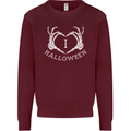 I Love Halloween Funny Skeleton Hand Skull Mens Sweatshirt Jumper Maroon