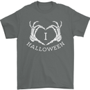 I Love Halloween Funny Skeleton Hand Skull Mens T-Shirt Cotton Gildan Charcoal