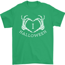 I Love Halloween Funny Skeleton Hand Skull Mens T-Shirt Cotton Gildan Irish Green