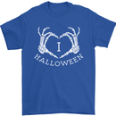 I Love Halloween Funny Skeleton Hand Skull Mens T-Shirt Cotton Gildan Royal Blue