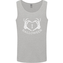 I Love Halloween Funny Skeleton Hand Skull Mens Vest Tank Top Sports Grey