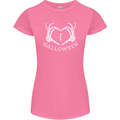 I Love Halloween Funny Skeleton Hand Skull Womens Petite Cut T-Shirt Azalea