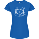 I Love Halloween Funny Skeleton Hand Skull Womens Petite Cut T-Shirt Royal Blue