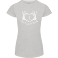 I Love Halloween Funny Skeleton Hand Skull Womens Petite Cut T-Shirt Sports Grey