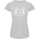 I Love Halloween Funny Skeleton Hand Skull Womens Petite Cut T-Shirt Sports Grey