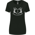 I Love Halloween Funny Skeleton Hand Skull Womens Wider Cut T-Shirt Black