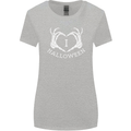I Love Halloween Funny Skeleton Hand Skull Womens Wider Cut T-Shirt Sports Grey