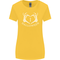 I Love Halloween Funny Skeleton Hand Skull Womens Wider Cut T-Shirt Yellow