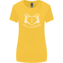 I Love Halloween Funny Skeleton Hand Skull Womens Wider Cut T-Shirt Yellow