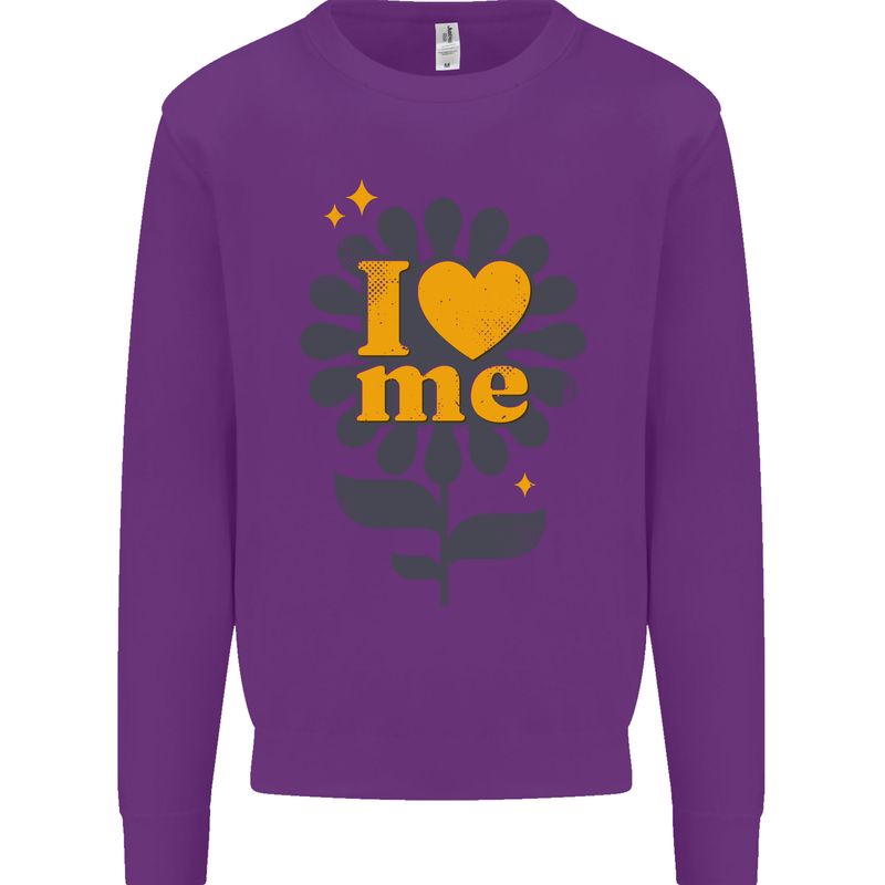 I Love Me Self Loving Confident Funny Quote Kids Sweatshirt Jumper Purple