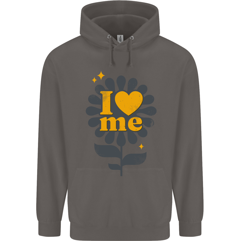 I Love Me Self Loving Confident Funny Quote Mens 80% Cotton Hoodie Charcoal