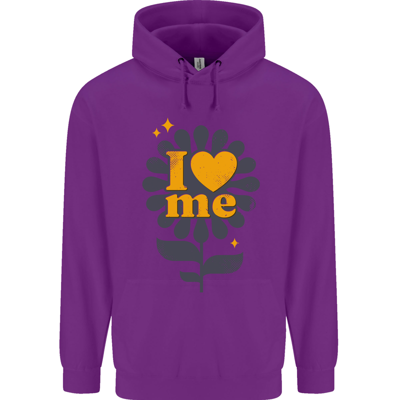 I Love Me Self Loving Confident Funny Quote Mens 80% Cotton Hoodie Purple