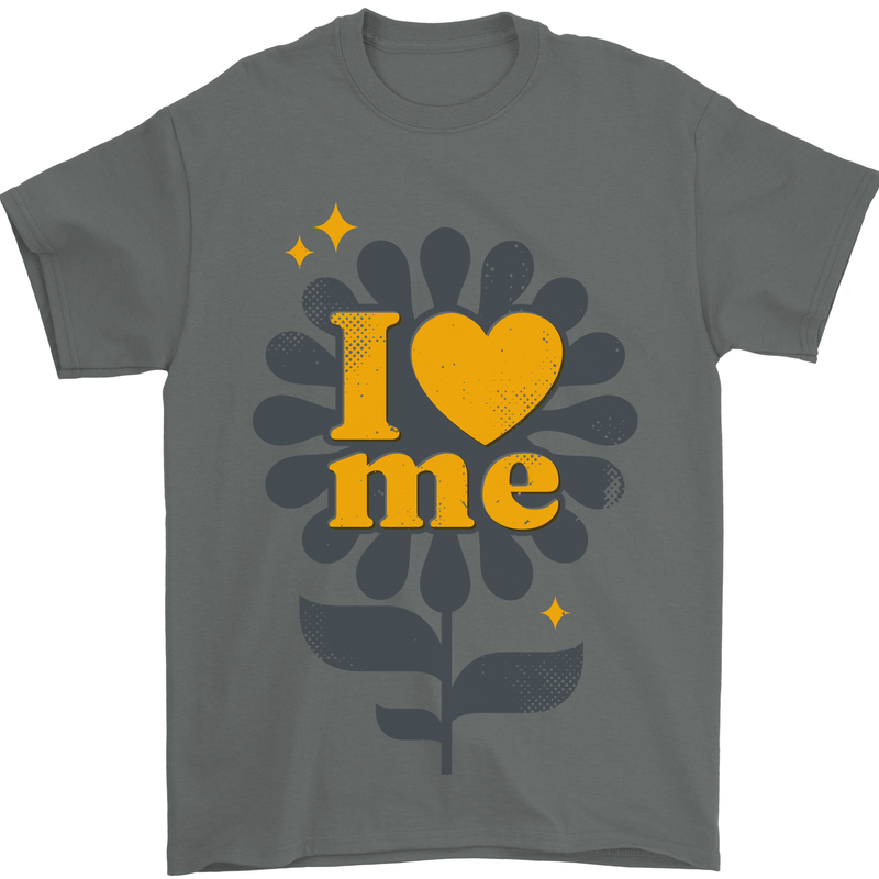 I Love Me Self Loving Confident Funny Quote Mens T-Shirt Cotton Gildan Charcoal