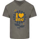 I Love Me Self Loving Confident Funny Quote Mens V-Neck Cotton T-Shirt Charcoal
