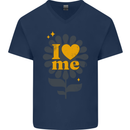 I Love Me Self Loving Confident Funny Quote Mens V-Neck Cotton T-Shirt Navy Blue