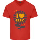 I Love Me Self Loving Confident Funny Quote Mens V-Neck Cotton T-Shirt Red