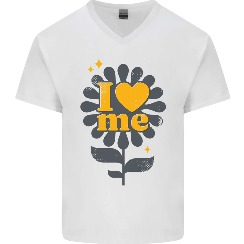 I Love Me Self Loving Confident Funny Quote Mens V-Neck Cotton T-Shirt White