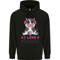 I Love Mooosic Funny Cow DJ Childrens Kids Hoodie Black