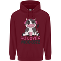 I Love Mooosic Funny Cow DJ Childrens Kids Hoodie Maroon