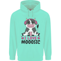 I Love Mooosic Funny Cow DJ Childrens Kids Hoodie Peppermint