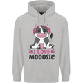 I Love Mooosic Funny Cow DJ Childrens Kids Hoodie Sports Grey