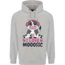 I Love Mooosic Funny Cow DJ Childrens Kids Hoodie Sports Grey