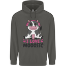 I Love Mooosic Funny Cow DJ Childrens Kids Hoodie Storm Grey