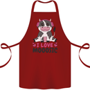 I Love Mooosic Funny Cow DJ Cotton Apron 100% Organic Maroon