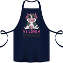 I Love Mooosic Funny Cow DJ Cotton Apron 100% Organic Navy Blue