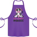I Love Mooosic Funny Cow DJ Cotton Apron 100% Organic Purple