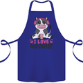 I Love Mooosic Funny Cow DJ Cotton Apron 100% Organic Royal Blue