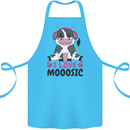 I Love Mooosic Funny Cow DJ Cotton Apron 100% Organic Turquoise