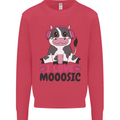 I Love Mooosic Funny Cow DJ Kids Sweatshirt Jumper Heliconia