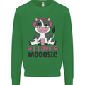 I Love Mooosic Funny Cow DJ Kids Sweatshirt Jumper Irish Green